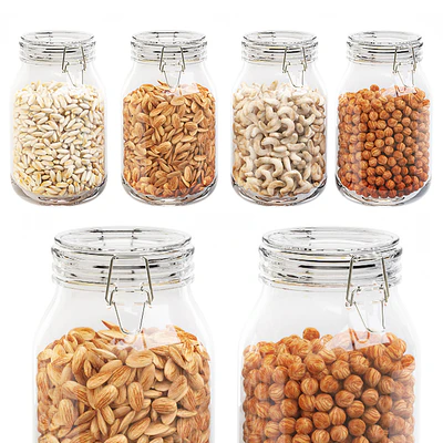 Kitchen glass jars set with nuts — Вид 1