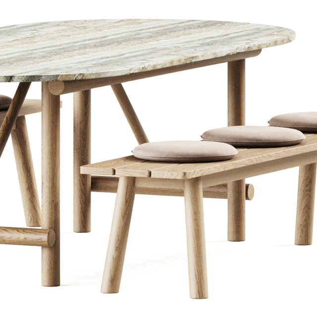 Ayana Outdoor Table and Bull Bench by B&B Italia — Скачать
