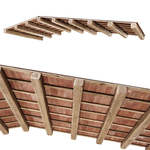 Wooden ceiling with ceramic tiles / Gable wooden ceiling — Descargar