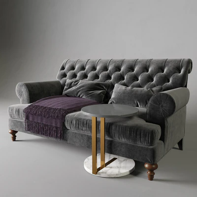 Velvet Fan Pleat Settee | RALF Coffee table — Вид 3