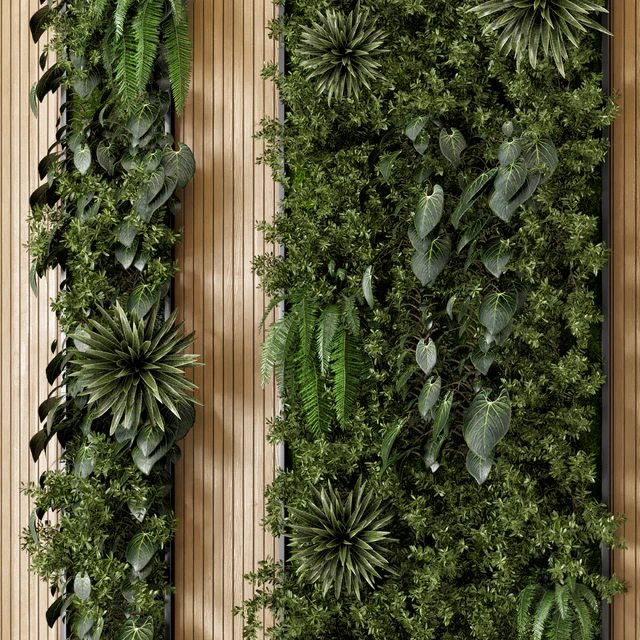 Indoor Wall  Vertical Garden in Wooden Base - Set 536 — Скачать
