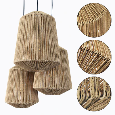 Lamp wood rotang wicker barrel / Светильник плетеный из ротанга бочка — Вид 3