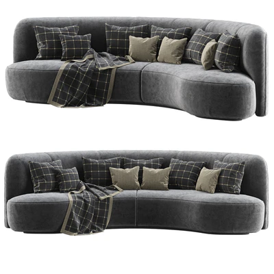 Annabel velor round sofa VS09 / Semicircular modern velor sofa — Ver 6