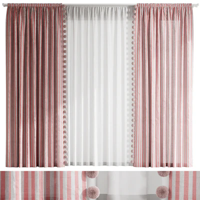 Curtains with pom-poms for the nursery — Ver 3