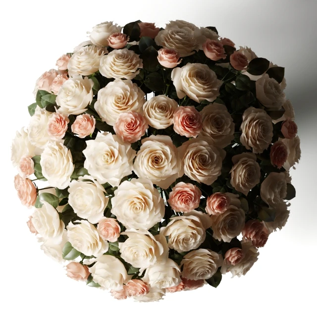 Bouquet of white and pink roses in a glass classic vase — Descargar