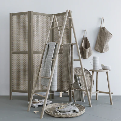 Set with Folding screen, baskets and decorative stairs — Ver 3
