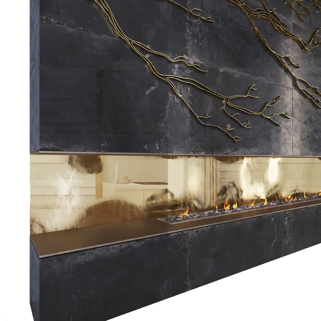 Decorative fireplace  branches — Скачать
