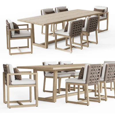 RH BELIZE TEAK RECTANGULAR DINING TABLE — Вид 1