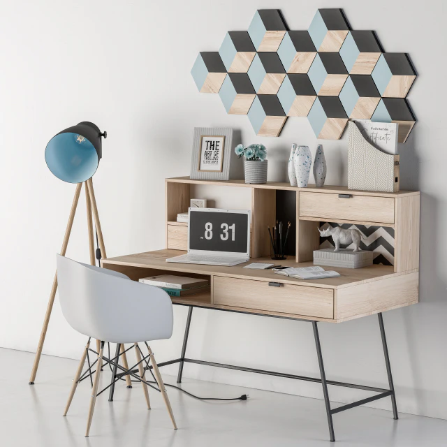 Home Office Wood Blue Set — Descargar