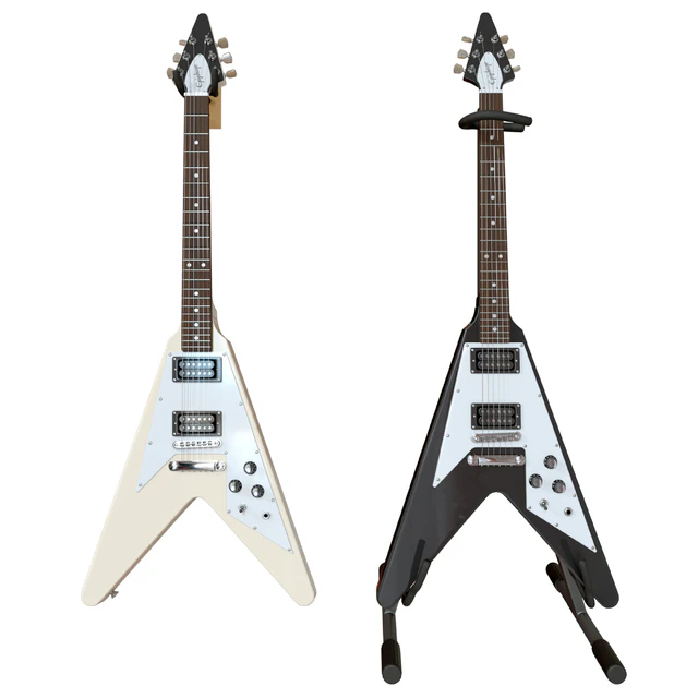 Electric Guitar Gibson Epiphone Flying V style black and beige — Descargar