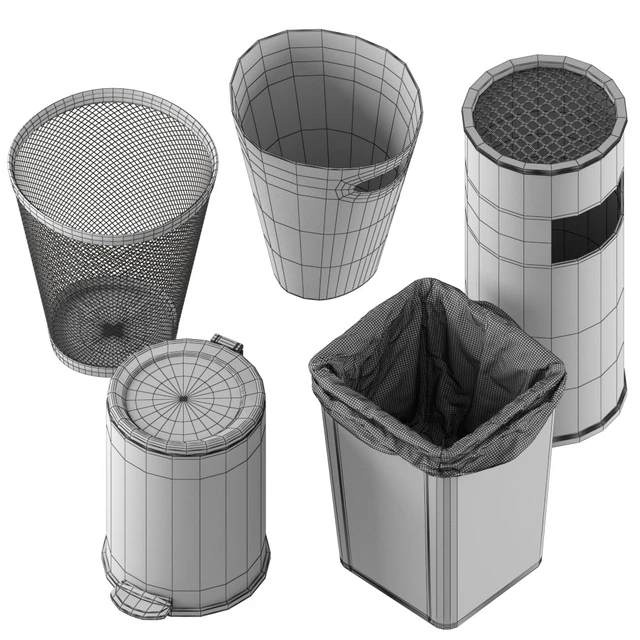 5 trash bin (low poly) — Descargar