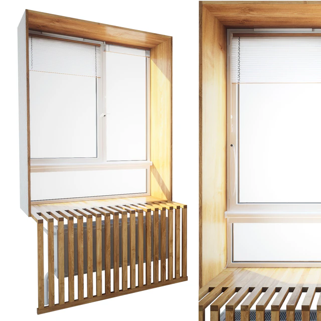 Window with wooden slopes — Descargar
