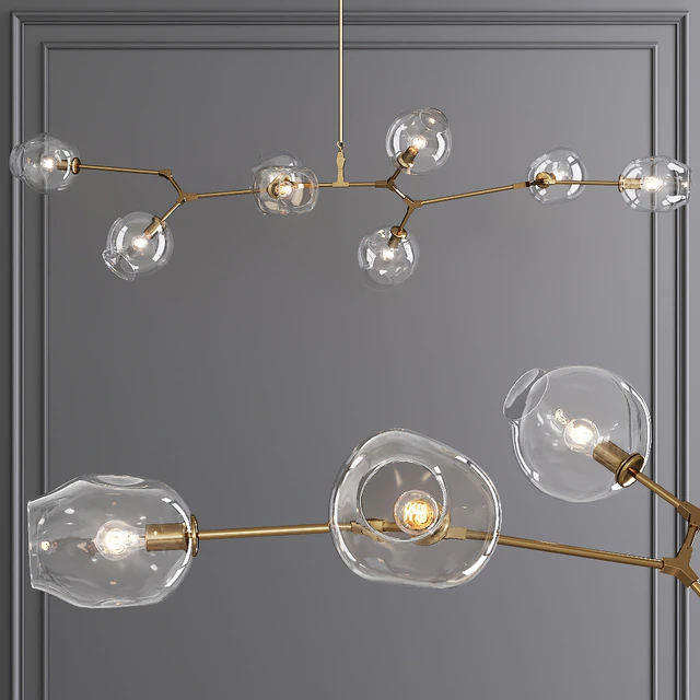 8-globe Branching Bubble Brushed Brass and Clear Glass — Descargar