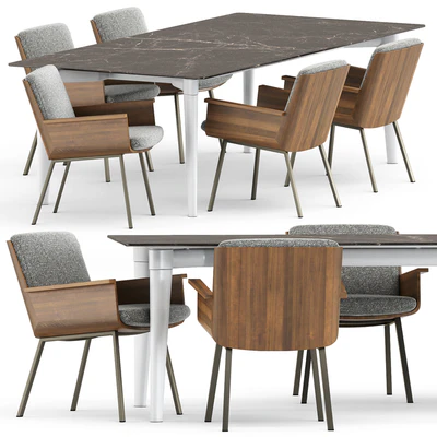 DAIKI OUTDOOR DINING LITTLE ARMCHAIR and PENTHOUSE Table by Minotti — Ver 1