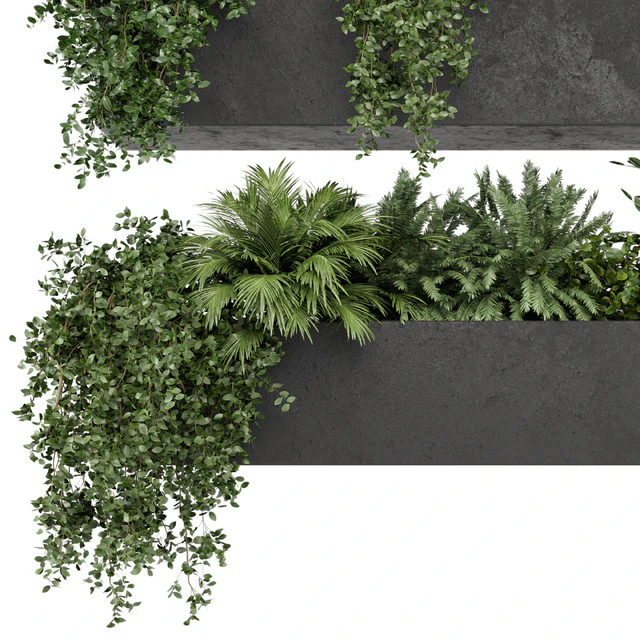 Hanging Plants in rusty Concrete Pot - Set 589 — Скачать