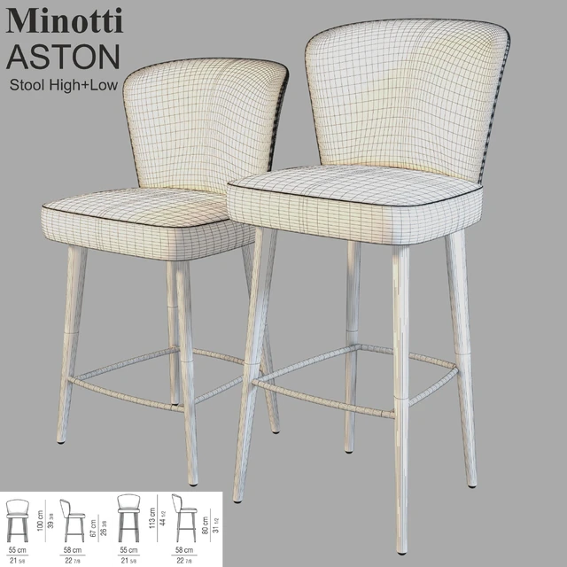 Minotti ASTON STOOL HIGH + LOW — Descargar