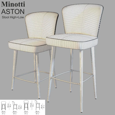 Minotti ASTON STOOL HIGH + LOW — Ver 3