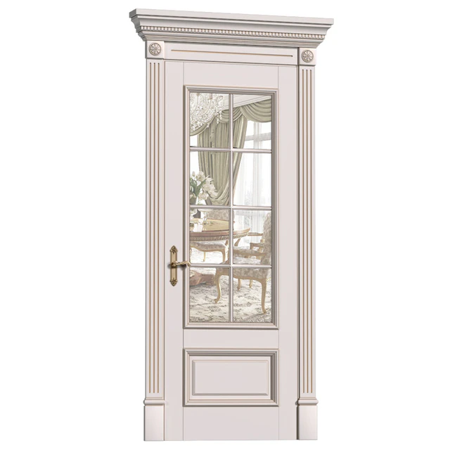 Межкомнатная белая дверь в классическом стиле со стеклом. Classic interior door — Скачать