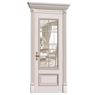 Межкомнатная белая дверь в классическом стиле со стеклом. Classic interior door — Вид 4