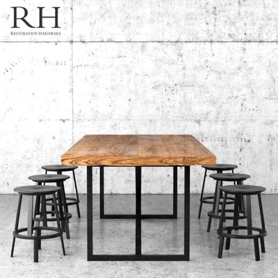 Restoration Hardware dining table and stools — Вид 1