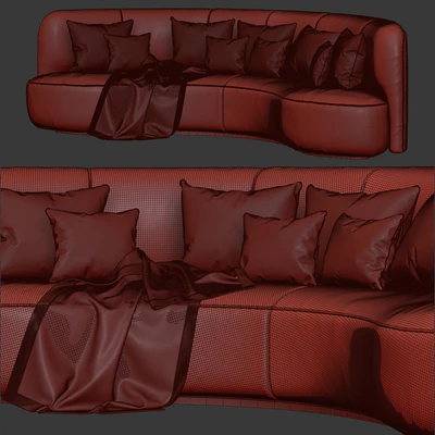Annabel velor round sofa VS09 / Semicircular modern velor sofa — Ver 7