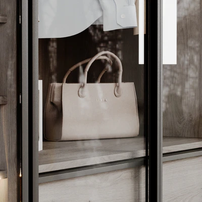 Wardrobe with glass doors 02, filled with clothes — Ver 5