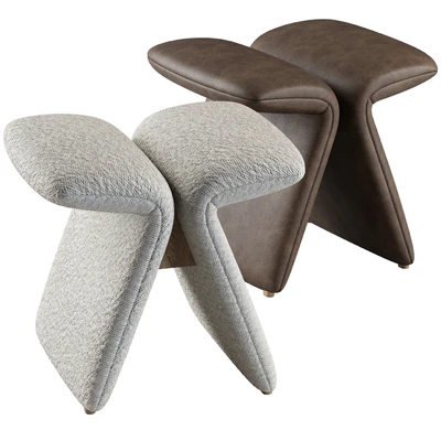 Butterfly stool leather and boucle — Ver 1