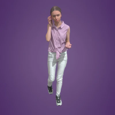 posed woman walking with phone 044-3549 — скачать
