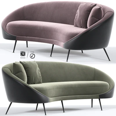 Italian Mid Century Modern Curved Sofa — Ver 1
