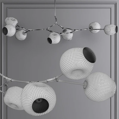 7-globe Branching Bubble Satin Nickel and Clear Glass — Ver 2