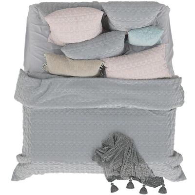 Adairs Duke Velvet Silver Quilted Quilt Cover Pillowcases — Ver 3