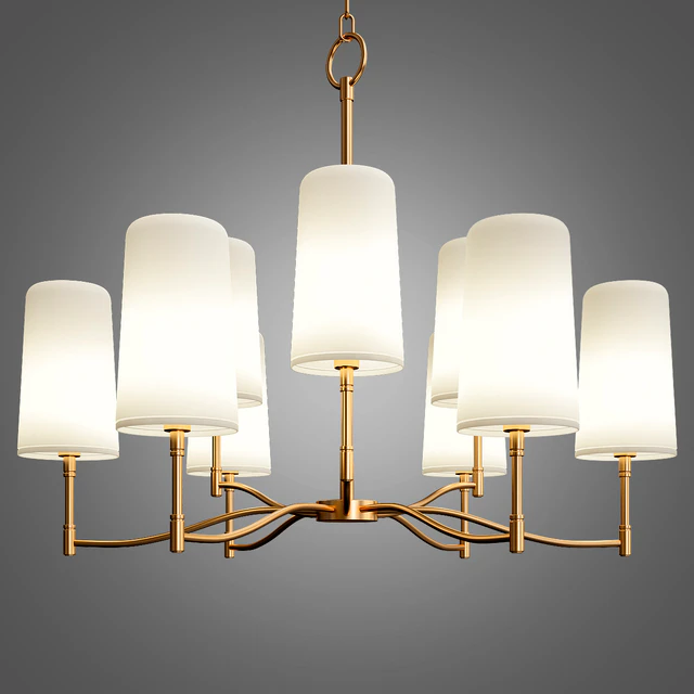 Temple 6 Light Brass Shaded Chandelier — Download