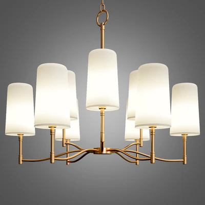 Temple 6 Light Brass Shaded Chandelier — Download