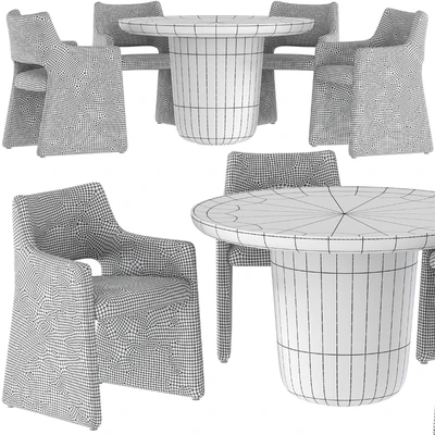 Dining table CB2 Lola and chair CB2 Foley Faux Mohair Navy — Ver 4