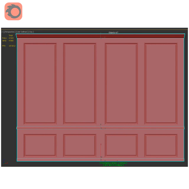 Стеновая панель фрезерованная композиция с молдингами — Скачать