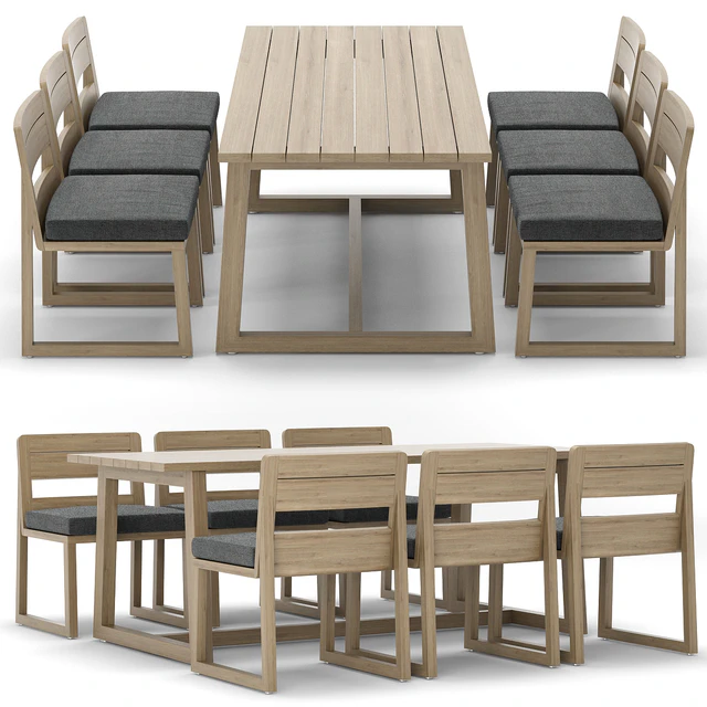 RH Outdoor Sebastian rectangular table chair — Скачать
