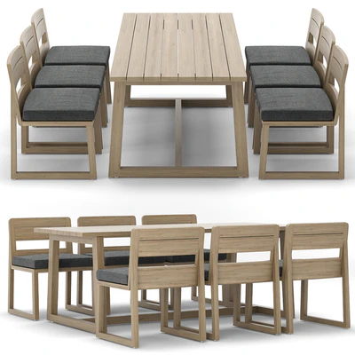 RH Outdoor Sebastian rectangular table chair — Вид 1
