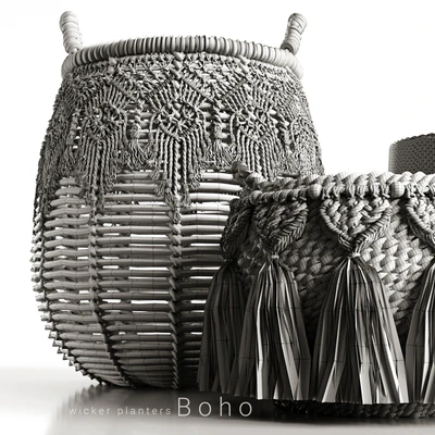Boho wicker planters — Ver 4