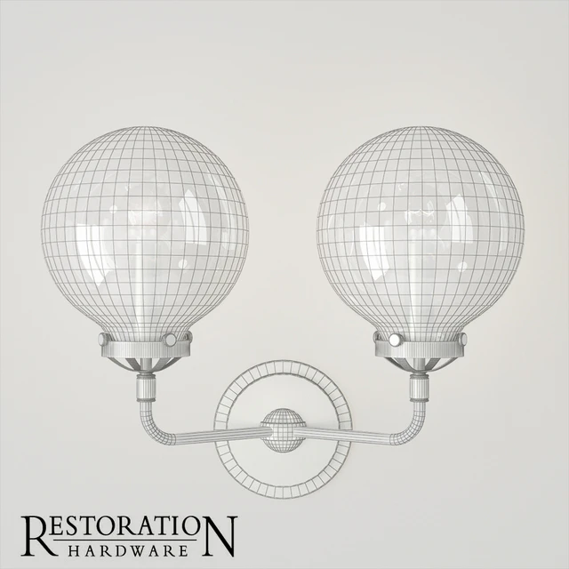 Rh bistro globe clear glass double sconce — Descargar