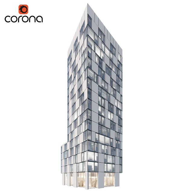 Modern residential building 08 | night + interiors — Descargar