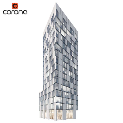 Modern residential building 08 | night + interiors — Ver 2