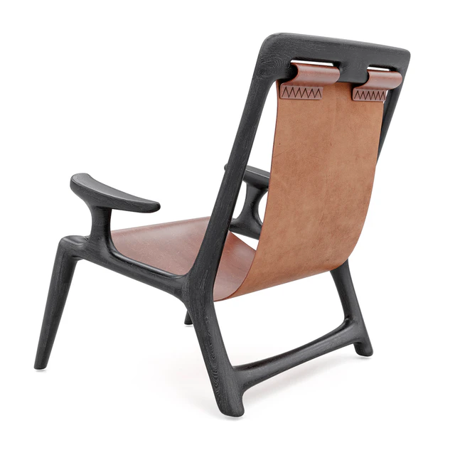 Fernweh Woodworking Sling chair Charcoal ash leather — Descargar