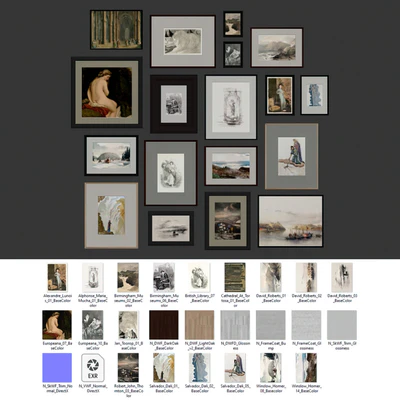 A set of paintings in classical frames — Ver 4