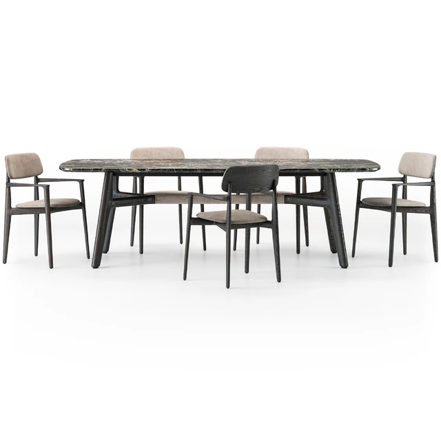 Poliform Curve dining table armchair set — Скачать