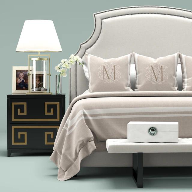 Upholstered White Headboard Bed — Скачать