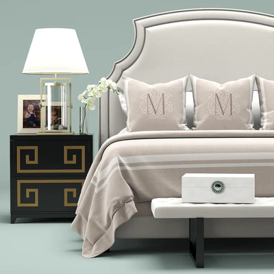 Upholstered White Headboard Bed — Вид 2