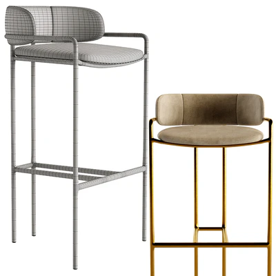 WEST ELM Lenox Velvet Bar Counter Stools — Вид 3