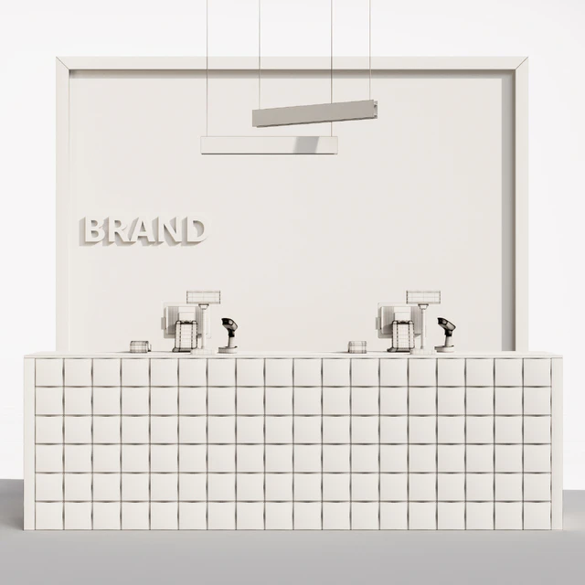 Glass block reception, clothing store cash register, service counter — Download