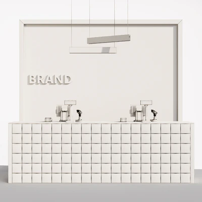 Glass block reception, clothing store cash register, service counter — View 4
