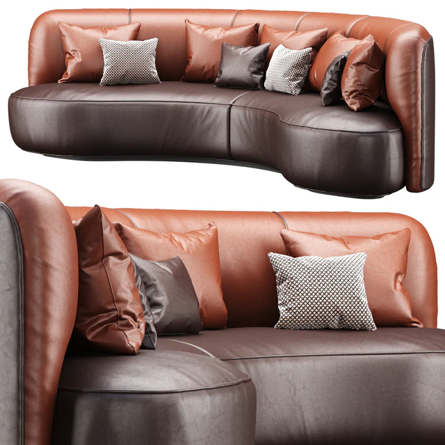 Annabel leather round sofa LS08 / Leather semicircular sofa — Descargar